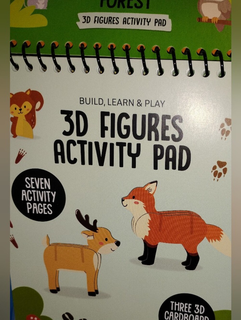 3D Figures Activity Pad for Kids – Orange Fox & Tan Deer